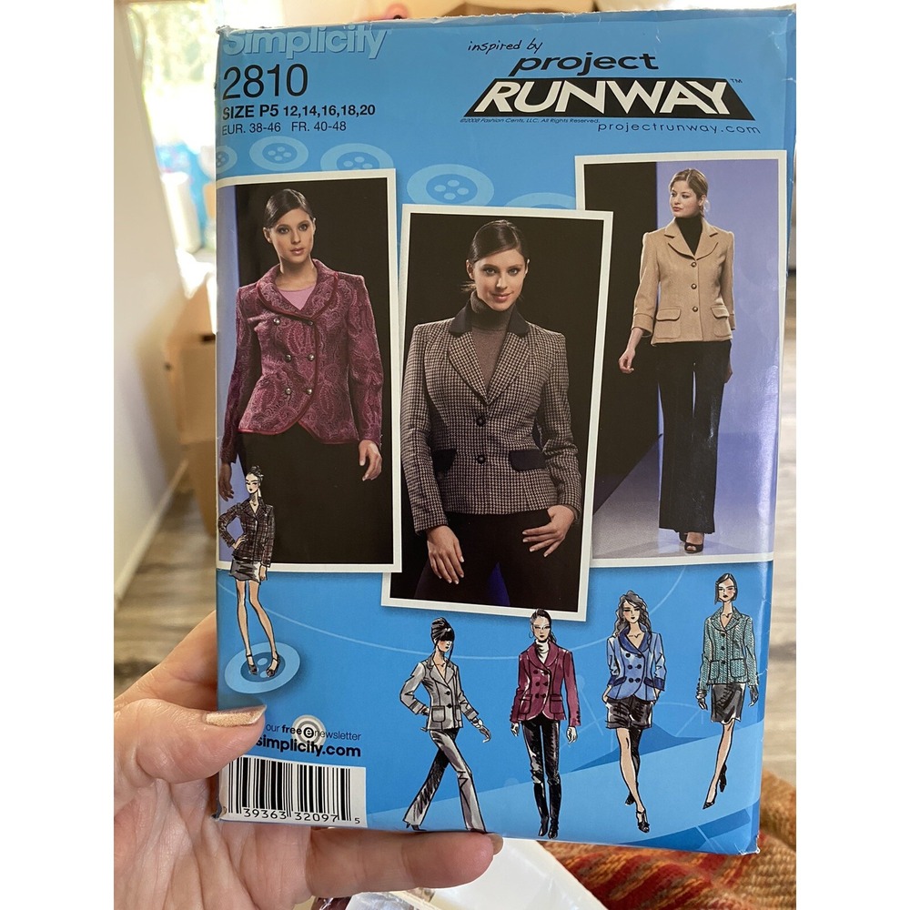 Simplicity Project Runway Sewing Pattern 2810 Misses Jackets Size 12-20 Cut